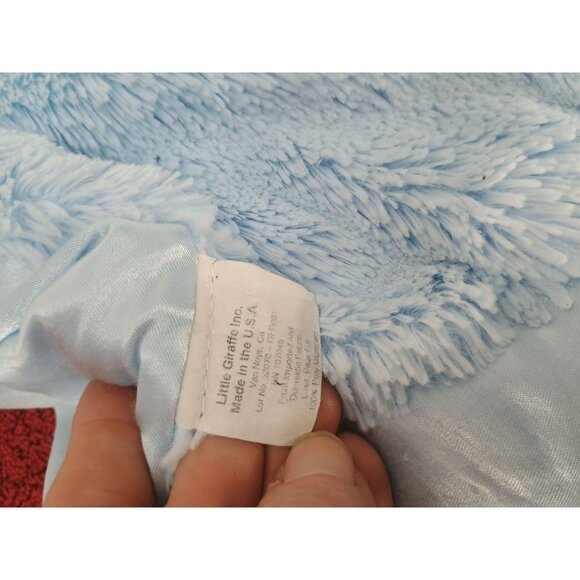 Little Giraffe Baby Blue Oversized Lovey Security Blanket Satin & Plush 15" X 15 - Picture 7 of 9